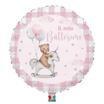 MYLAR 45cm BATTESIMO BEAR ROSA