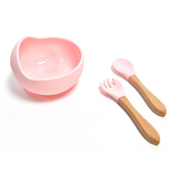 SET PAPPA ROSA 3pz CIOTOLA SILICONE A VENTOSA