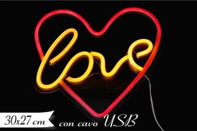 DECORAZIONE LUMINOSA CUORE LOVE 30x27cm USB