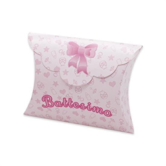 SCATOLINA BUSTA BATTESIMO ROSA 10x8x3