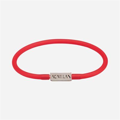 BRACCIALE MILAN SILICONE ROSSO PIASTRINA