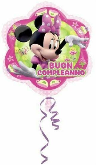 MYLAR MINNIE BUON COMPLEANNO FIORE 45cm.