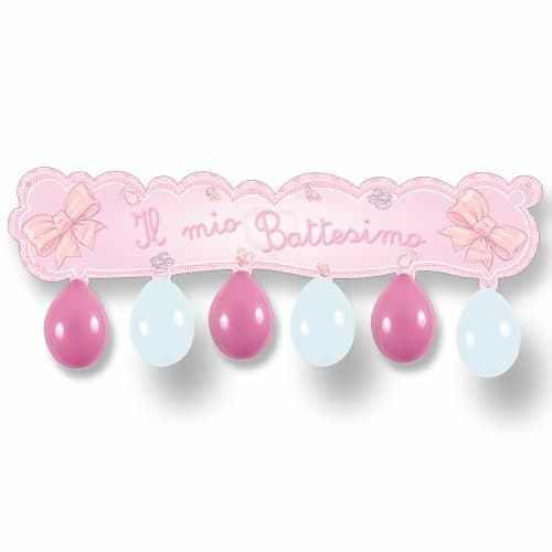 KIT BATTESIMO ROSA C/PALLONCINI 1mt