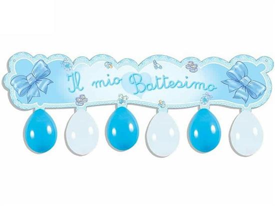 KIT BATTESIMO CELESTE C/PALLONCINI