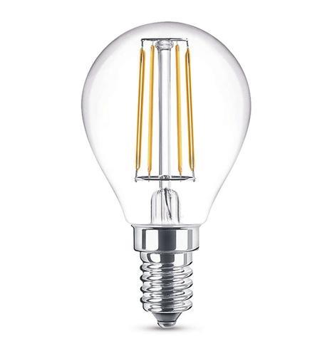 LAMPADINA LED FILAMENTO CALDO SFERA E14 6W.