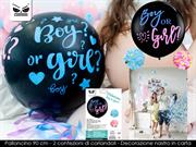 PALLONCINO GIRL OR BOY C/CONFETTI E NASTRO