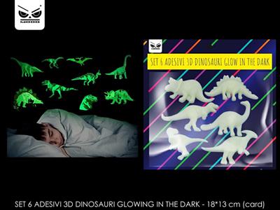 SET 6 DINOSAURI ADESIVI GLOW IN THE DARK