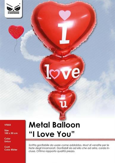 MYLAR I LOVE U CUORI METAL