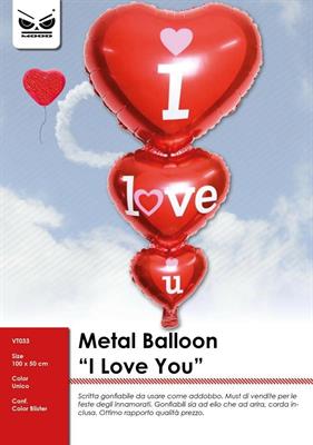 MYLAR I LOVE U CUORI METAL