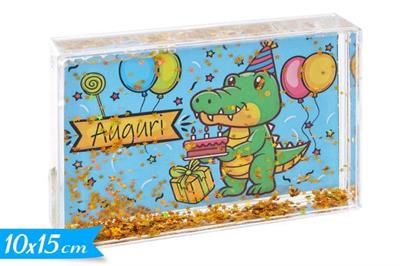 PORTAFOTO C/ACQUA 10x15 AUGURI DINOSAURO