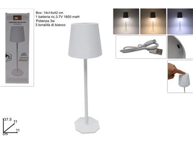 LAMPADA DA TAVOLO BIANCO TOUCH LED RICARICABILE