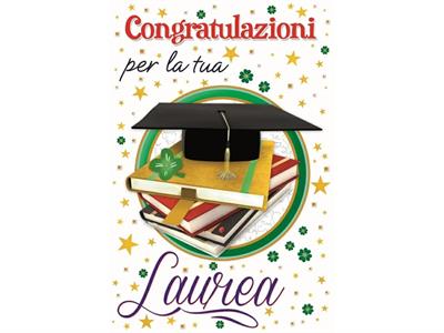 BIGLIETTO LAUREA QUADRIFOGLI E STELLINE