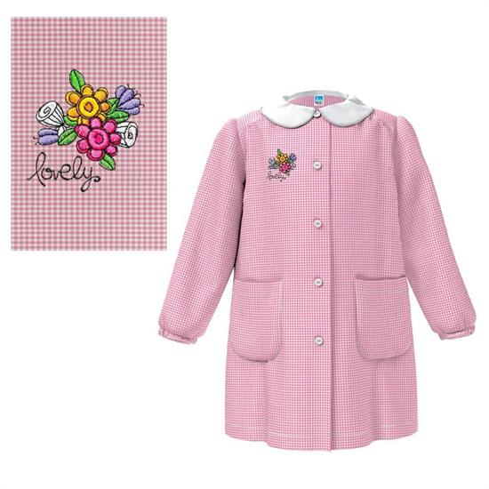 GREMBIULE ASILO ROSA 60 FIORI 5anni