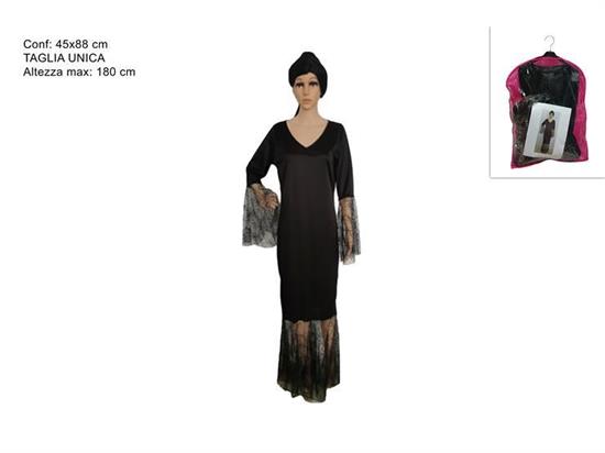 COSTUME ADULTO MORTICIA C/PARRUCCA