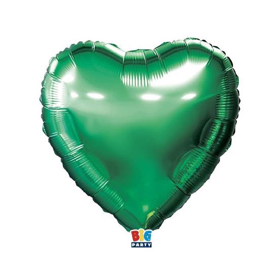 MYLAR CUORE 45cm VERDE METAL 18