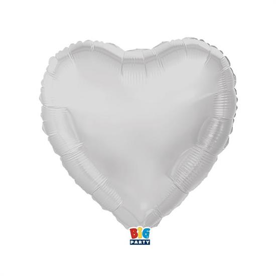 MYLAR CUORE 45cm BIANCO METAL 18