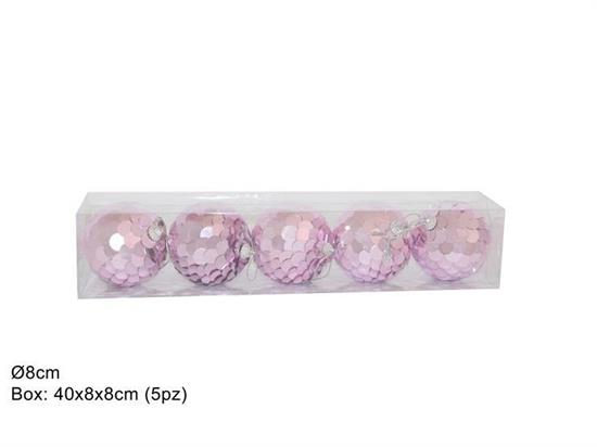 PALLE PAILLETTES ROSA 8cm 5pz