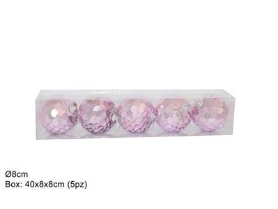 PALLE PAILLETTES ROSA 8cm 5pz