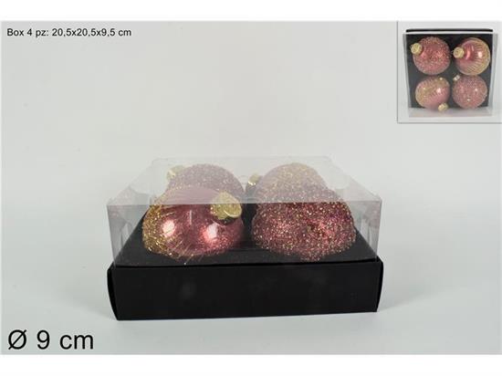 PALLE ROSA PERLE ORO 9cm 4pz