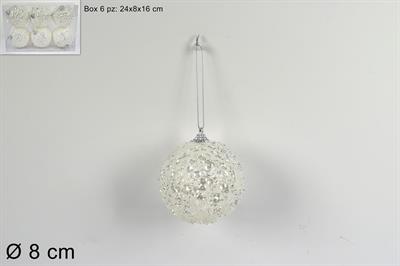 PALLE BIANCO PAILLETTES 8cm 6pz