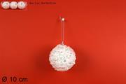 PALLE BIANCO PERLINE E PAILLETTES 10cm 3pz