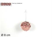 PALLE ROSA 8cm 4pz LANA E PAILLETTES