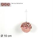 PALLE ROSA 10cm 3pz LANA E PAILLETTES