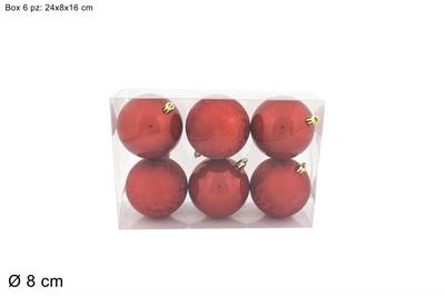 PALLE ROSSE PERLATE/SATINATE 8cm 6pz