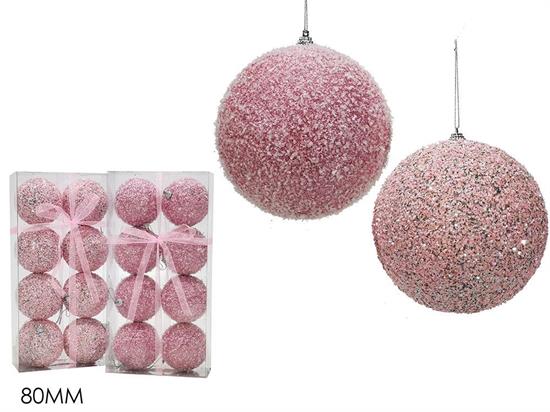 PALLE ROSA C/GLITTER 8cm 8pz