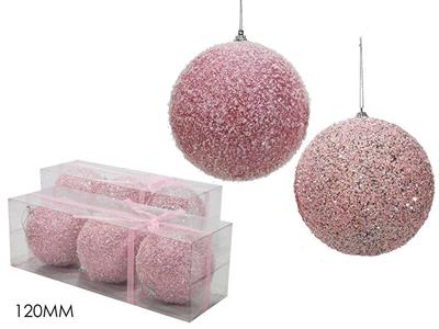 PALLE ROSA C/GLITTER 12cm 3pz