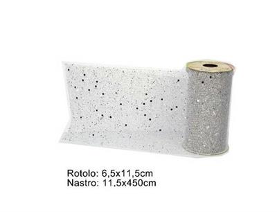 NASTRO RETE PAILLETTES 11,5x450cm BIANCO