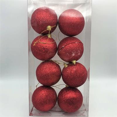 PALLE C/GLITTER ROSSO 8cm 8pz