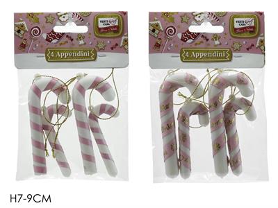 APPENDINI 4pz BASTONCINI CANDY BIANCO/ROSA 7/9cm