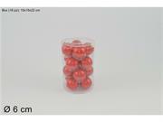 PALLE VETRO PERLATE ROSSO 6cm 16pz