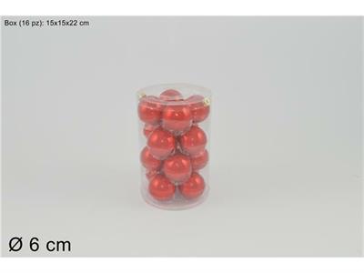 PALLE VETRO PERLATE ROSSO 6cm 16pz