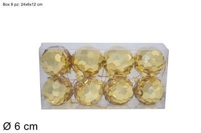 PALLE PAILLETTES ORO 6cm 8pz