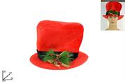 CAPPELLO CILINDRO ROSSO DECORATIVO