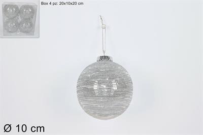 PALLE FILO GLITTER SILVER 10cm 4pz