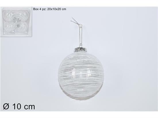 PALLE FILO GLITTER BIANCO 10cm 4pz