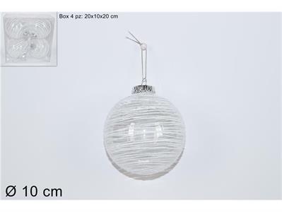 PALLE FILO GLITTER BIANCO 10cm 4pz