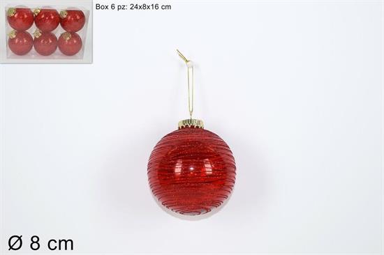 PALLE FILO GLITTER ROSSO 8cm 6pz