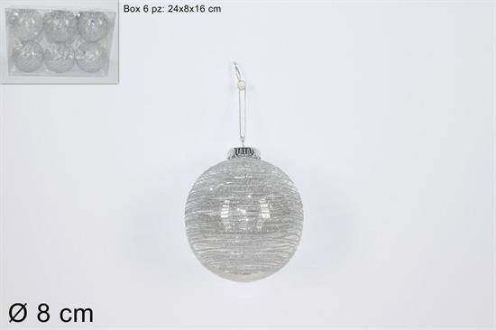 PALLE FILO GLITTER SILVER 8cm 6pz