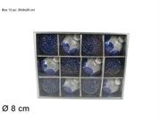 PALLA BLU/SILVER GLITTER 8cm 12pz