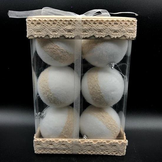 PALLINE BIANCO MERLETTO 6pz