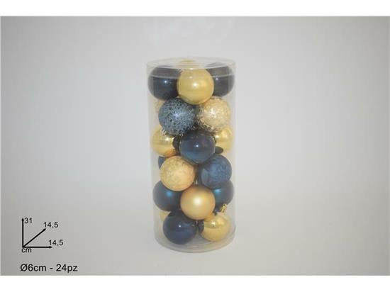 PALLE BLU/ORO 6cm 24pz