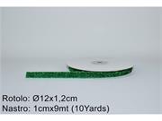 NASTRO VELLUTO GLITTERATO VERDE cm1x9mt