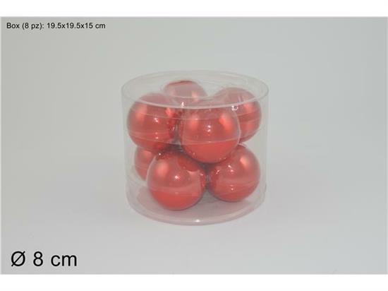 PALLE VETRO PERLATE ROSSO 8cm 8pz