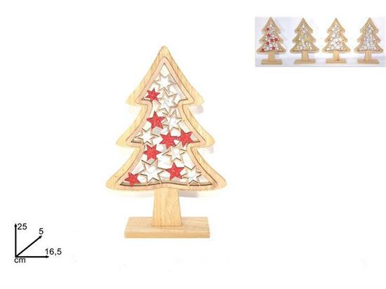 ALBERO LEGNO 25cm C/STELLE GLITTER