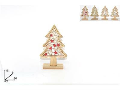 ALBERO LEGNO C/STELLE 15cm