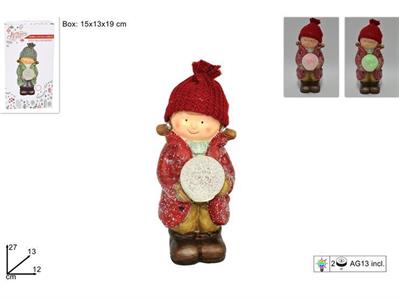 BAMBINA C/CAPPELLO ROSSO E PALLA NEVE C/LUCE